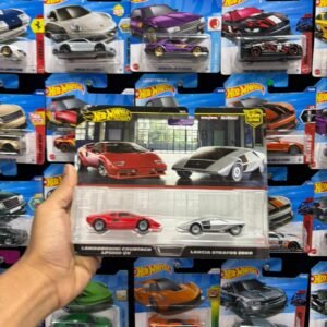 HotWheels Car Culture Lamborghini Countach LP5000 QV and Lancia Stratos Zero Imported Premium 2 Pack 1:64 Scale