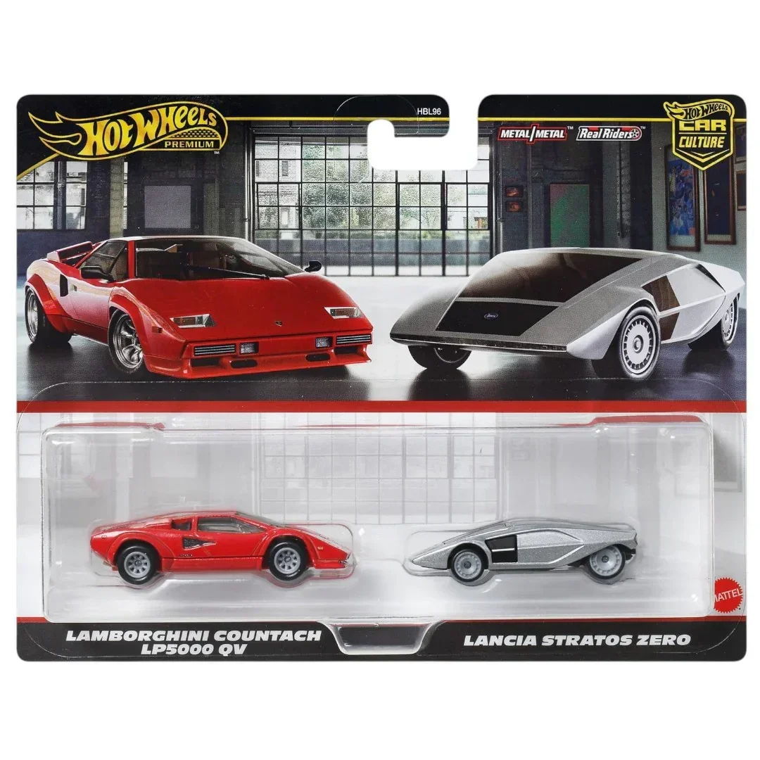 Hot Wheels Premium Car Culture 2-pack Lamborghini Countach Lp5000 Qv & Lancia Stratos Zero Imported 1:64 Scale 1:64 Scale Diecast Model - Mint Blister Pack